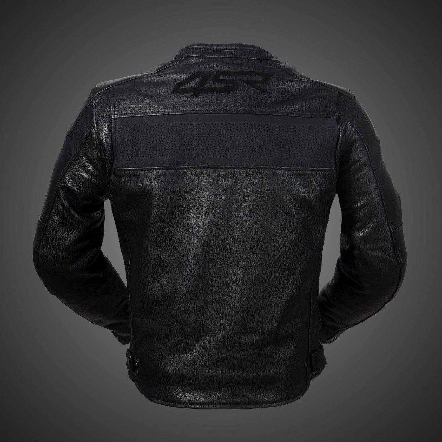 Kožená bunda na motorku 4SR Hooligan Black Velvet – pohled zezadu