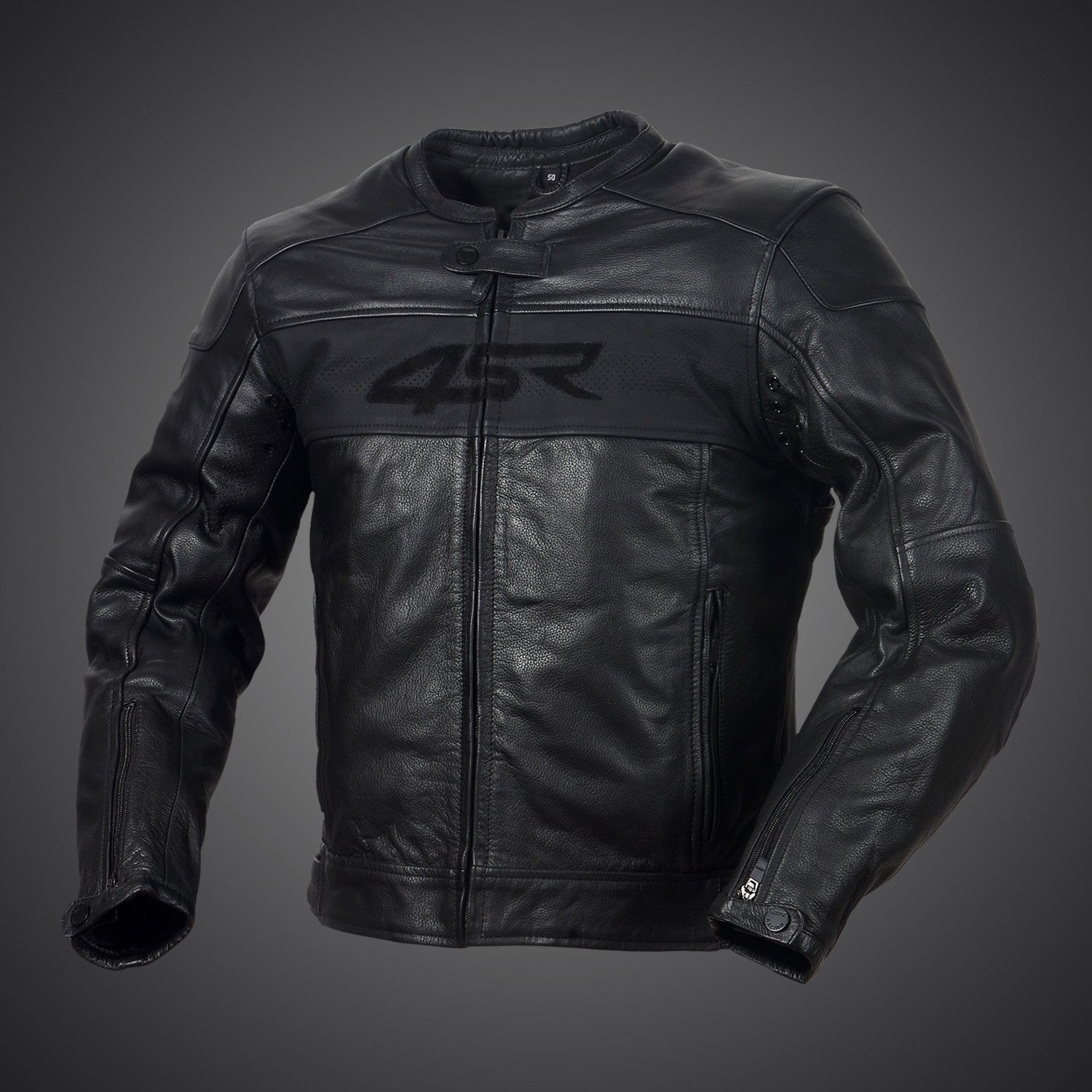 Kožená bunda na motorku 4SR Hooligan Black Velvet – pohled zepředu