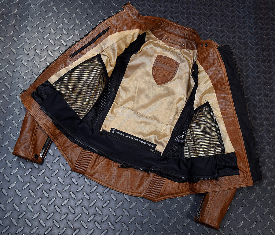 Dámská bunda na motorku 4SR Scrambler Lady Cognac – detail