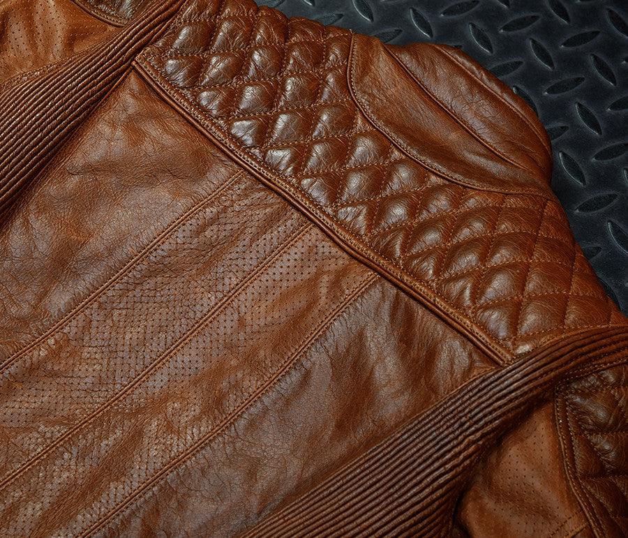 Dámská bunda na motorku 4SR Scrambler Lady Cognac – detail