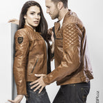 Kožená bunda na motorku 4SR Scrambler Cognac