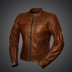 Dámská bunda na motorku 4SR Scrambler Lady Cognac – pohled zepředu