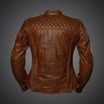 Dámská bunda na motorku 4SR Scrambler Lady Cognac – pohled zezadu