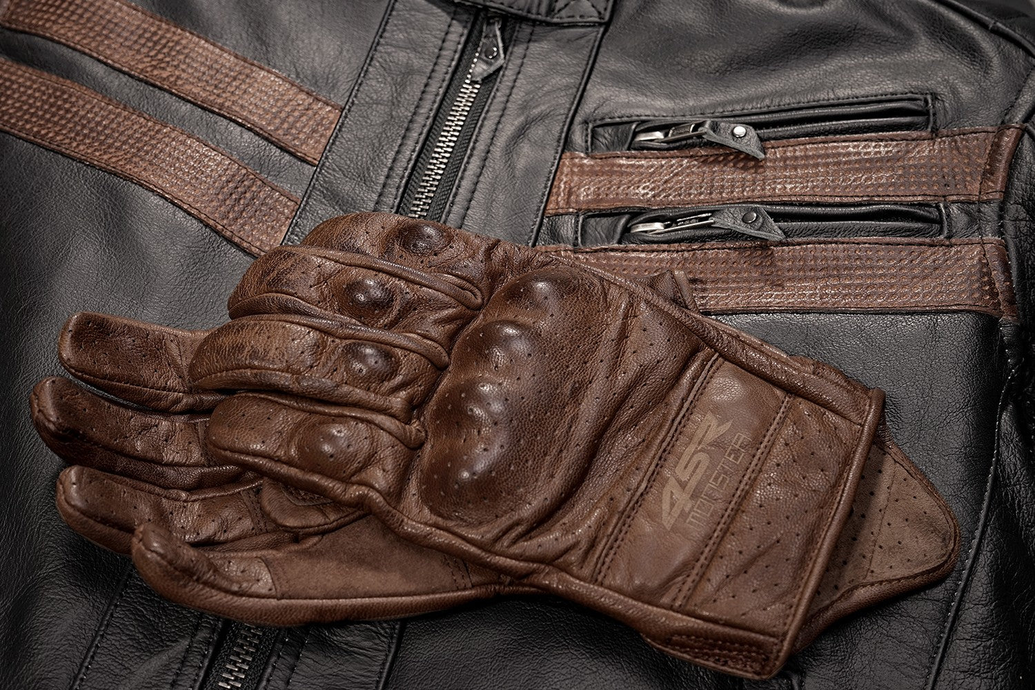 Kožená bunda na motorku 4SR Cool Evo Brown – detail materiálu