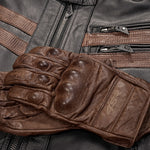 Kožená bunda na motorku 4SR Cool Evo Brown – detail materiálu