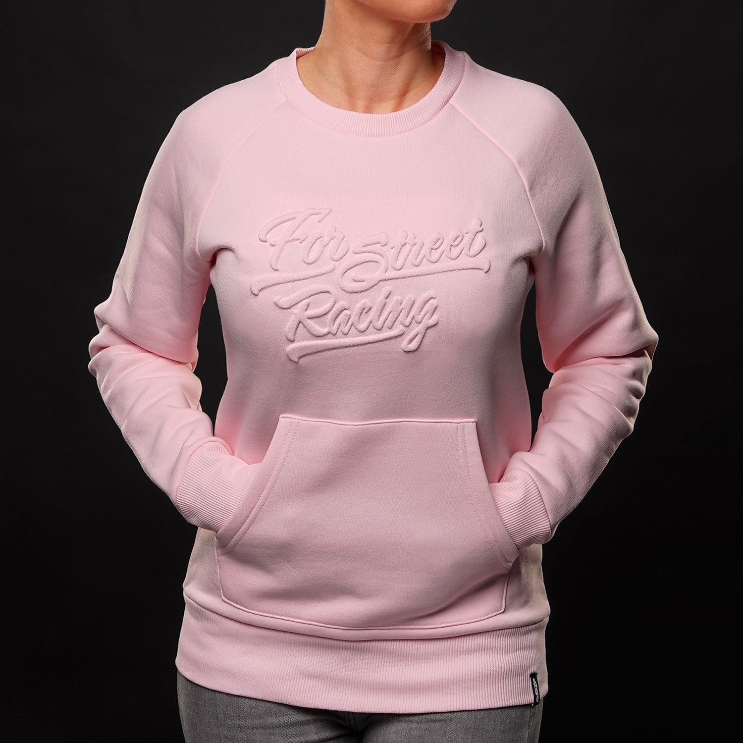 Mikina na motorku 4SR FSR Baby Pink – pohled zepředu