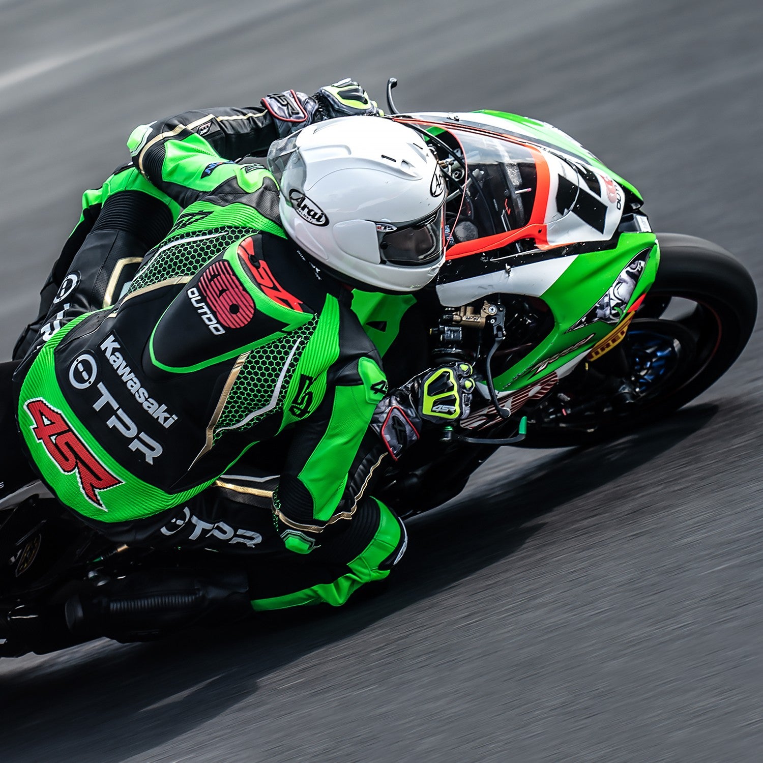 Závodní kombinéza na motorku 4SR Racing Monster Green AR – detail