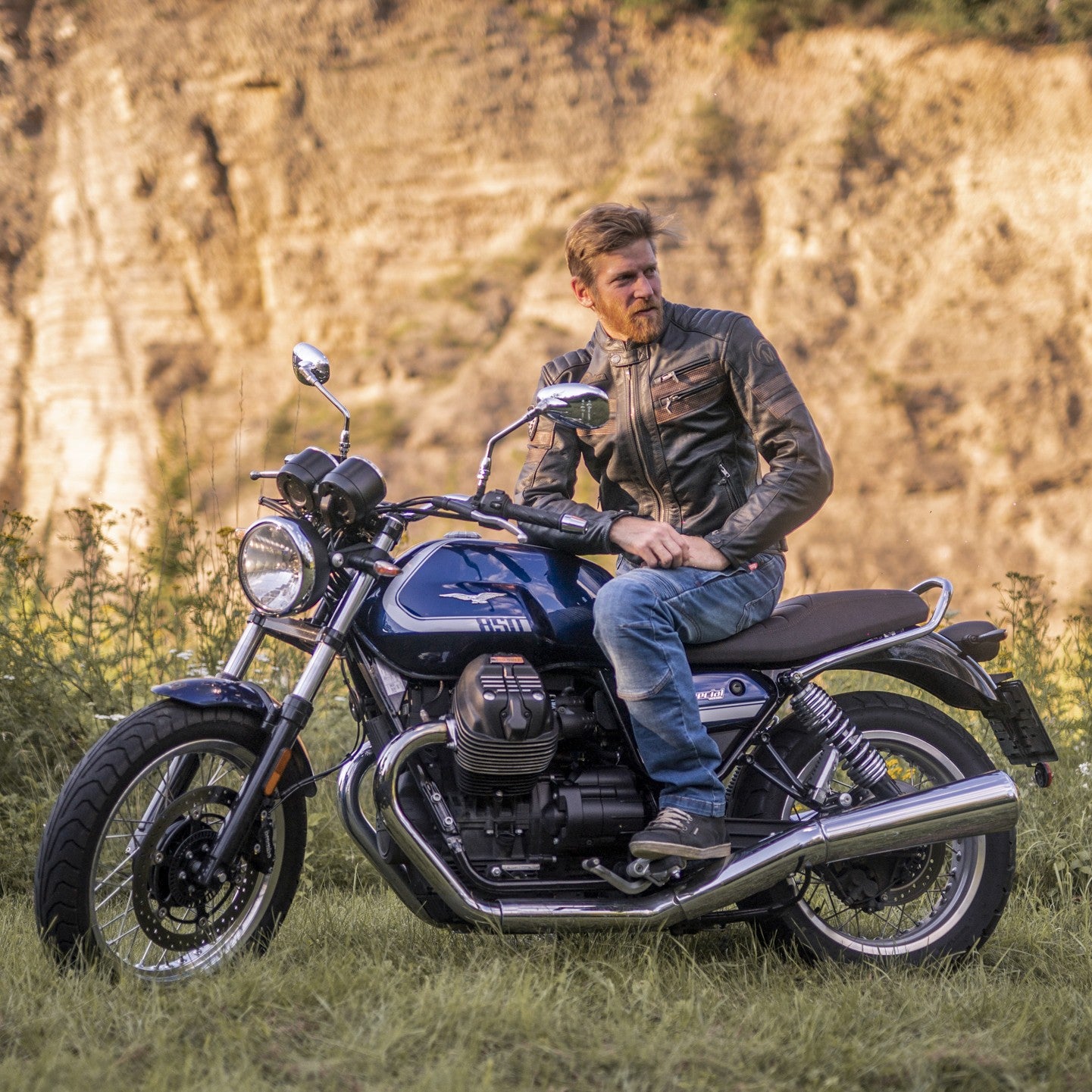 Kožená bunda na motorku 4SR Cool Evo Brown – celkový pohled