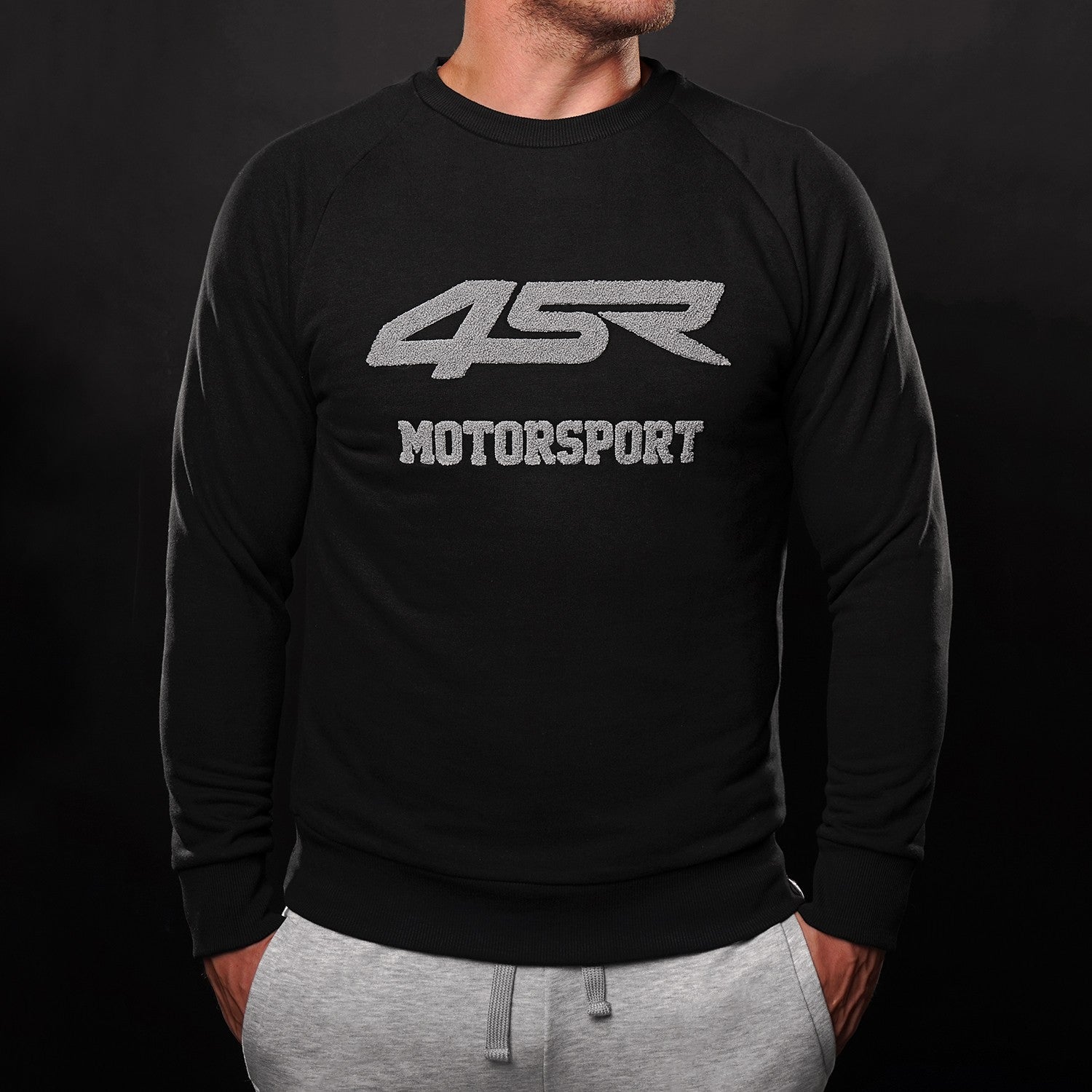 Mikina na motorku 4SR Motorsport Black – pohled zepředu