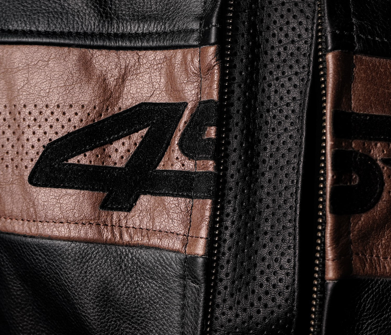 Kožená bunda na motorku 4SR Hooligan Brown – detail