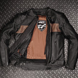 Kožená bunda na motorku 4SR Hooligan Brown – detail materiálu