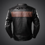 Kožená bunda na motorku 4SR Hooligan Brown – pohled zezadu
