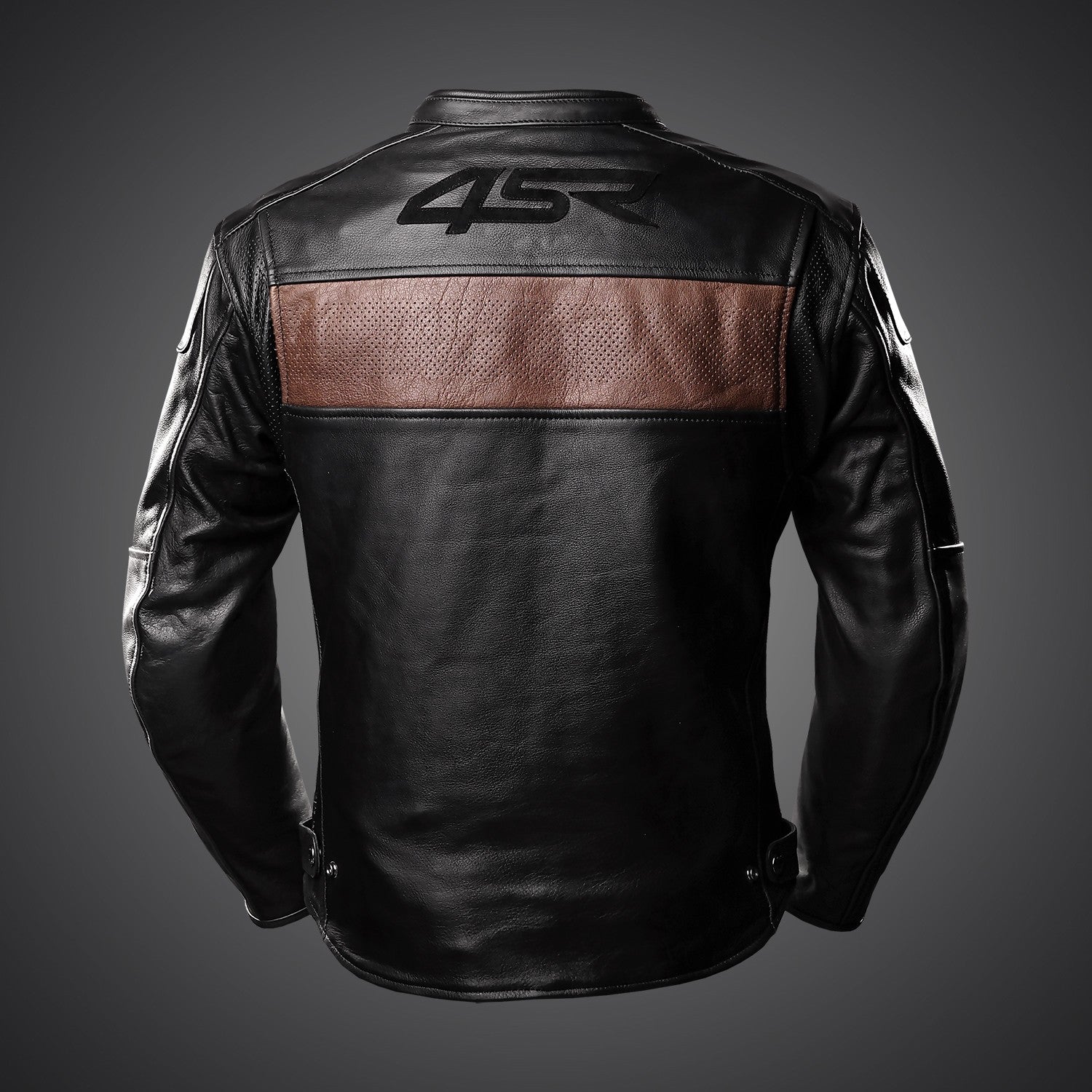 Kožená bunda na motorku 4SR Hooligan Brown – pohled zezadu
