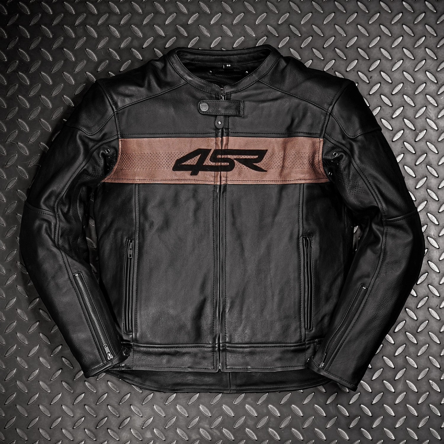 Kožená bunda na motorku 4SR Hooligan Brown – detail