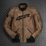 Kožená bunda na motorku 4SR Bomber Jacket Brown Patina – detail
