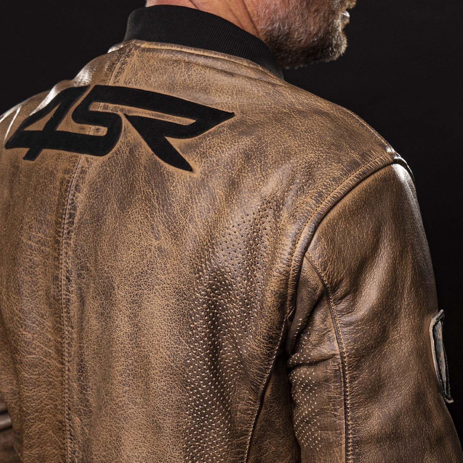 Kožená bunda na motorku 4SR Bomber Jacket Brown Patina – celkový pohled