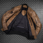 Kožená bunda na motorku 4SR Bomber Jacket Brown Patina – detail materiálu