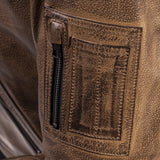 Kožená bunda na motorku 4SR Bomber Jacket Brown Patina – detail