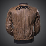 Kožená bunda na motorku 4SR Bomber Jacket Brown Patina – pohled zezadu
