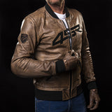 Kožená bunda na motorku 4SR Bomber Jacket Brown Patina – detail