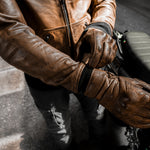 Kožená bunda na motorku 4SR Bomber Jacket Brown Patina – detail