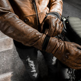 Kožená bunda na motorku 4SR Bomber Jacket Brown Patina – detail