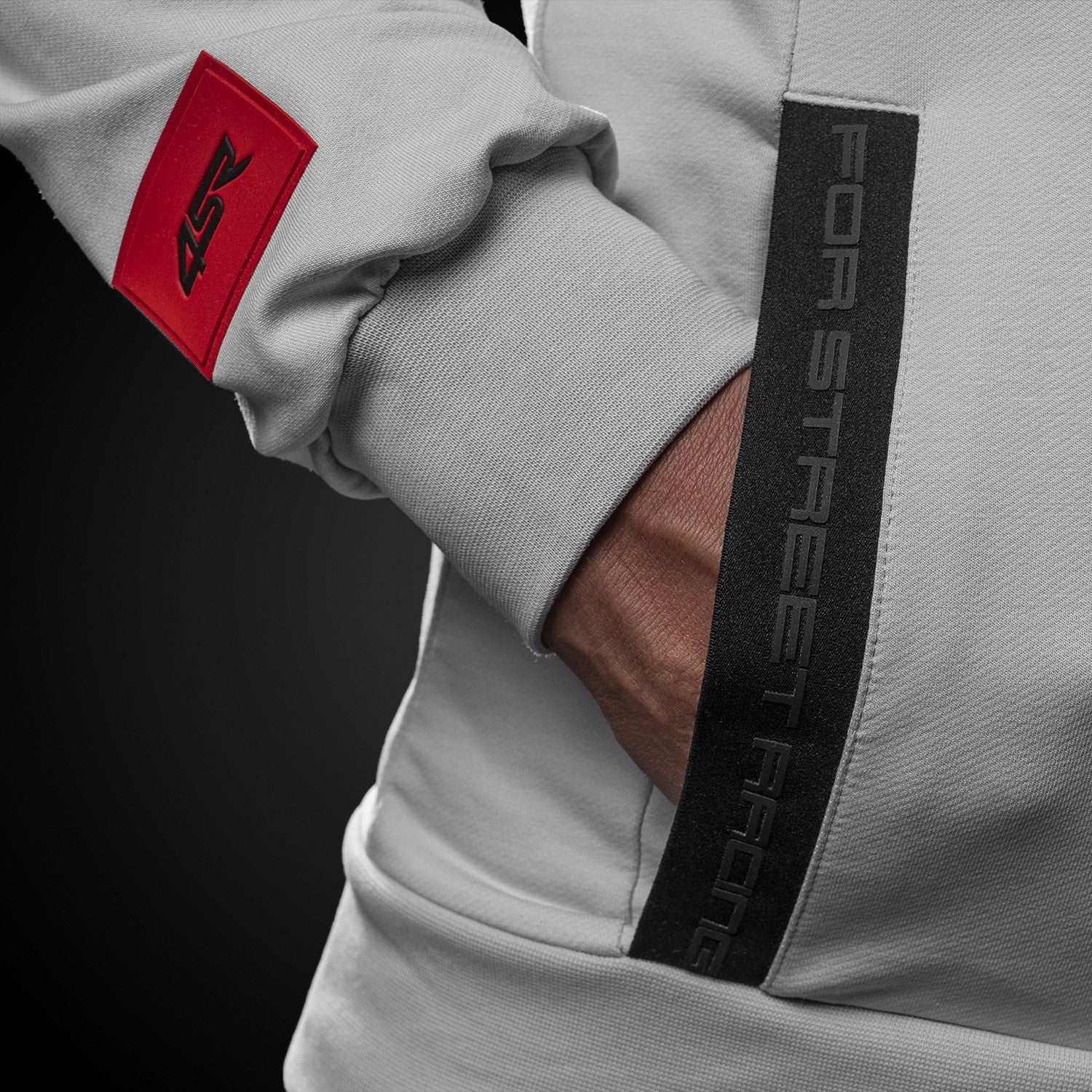 Mikina na motorku 4SR Logo Zip Grey – pohled zezadu