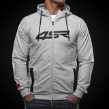 Mikina na motorku 4SR Logo Zip Grey – pohled zepředu