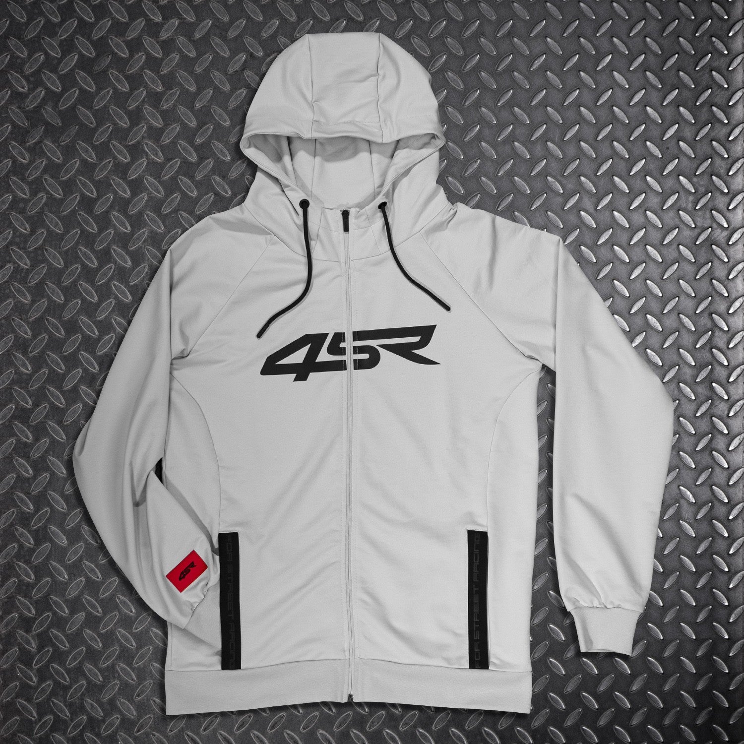 Mikina na motorku 4SR Logo Zip Grey – detail materiálu