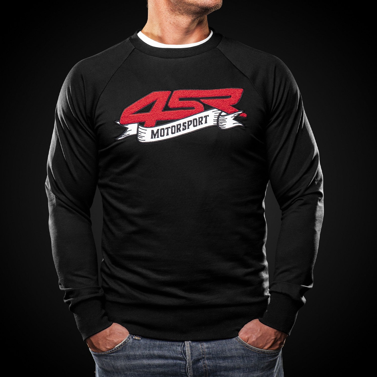 Mikina na motorku 4SR Motorsport Flag Black – pohled zepředu