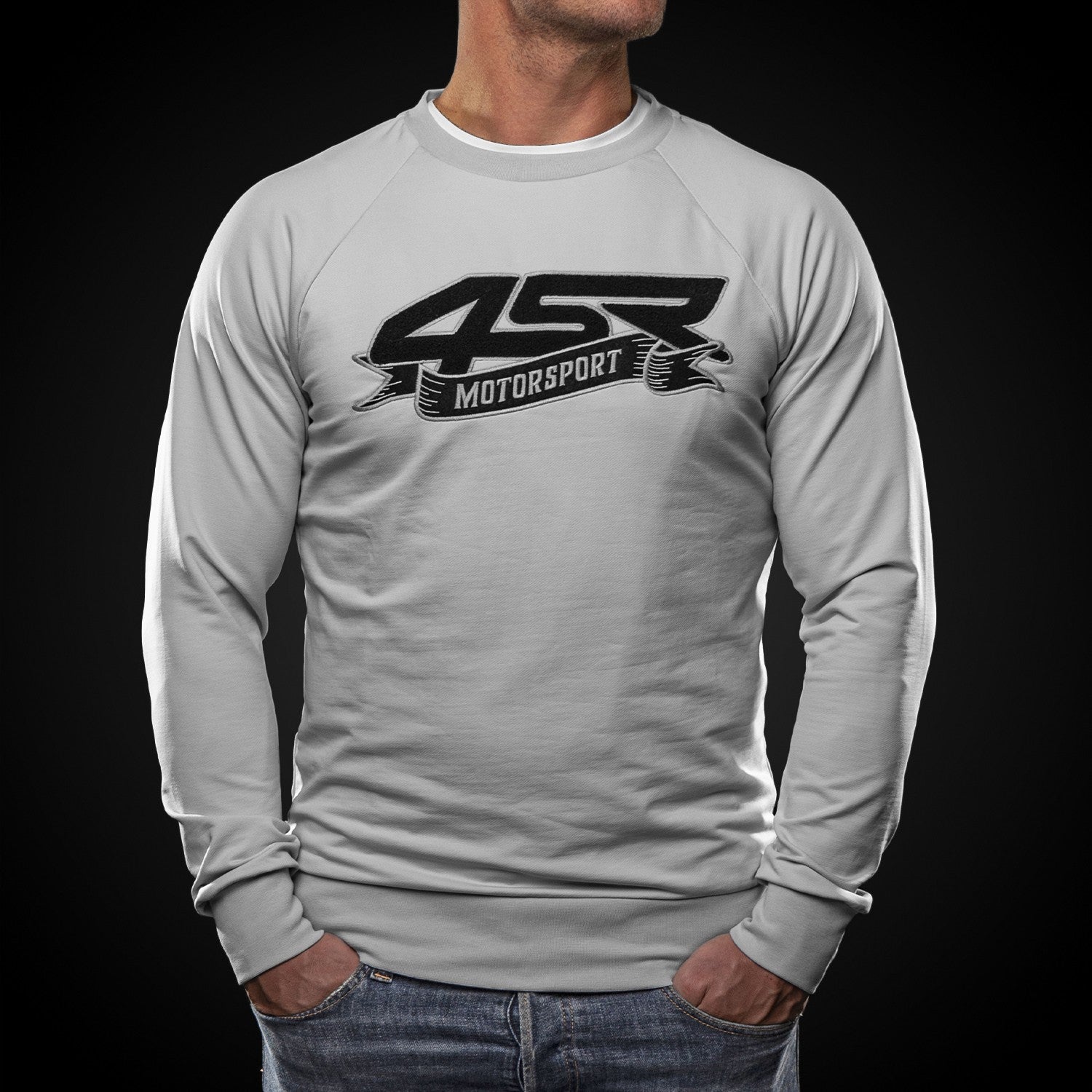 Mikina na motorku 4SR Motorsport Flag Grey – pohled zepředu