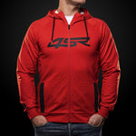 Mikina na motorku 4SR Logo Zip Red – pohled zepředu