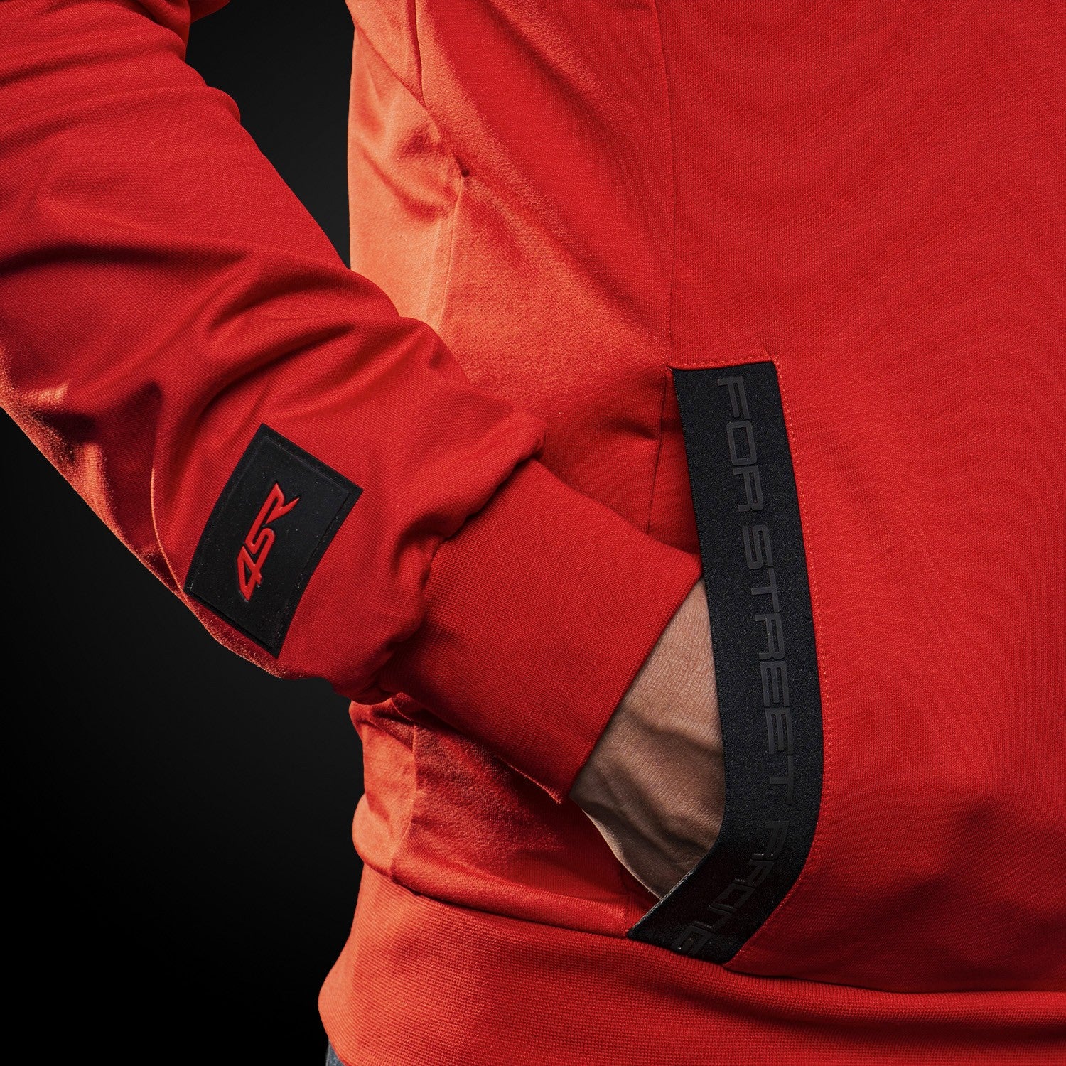 Mikina na motorku 4SR Logo Zip Red – pohled zezadu