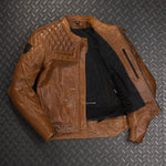 Kožená bunda na motorku 4SR Scrambler Cognac II – detail
