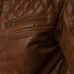 Kožená bunda na motorku 4SR Scrambler Cognac II – detail
