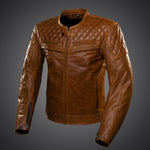 Kožená bunda na motorku 4SR Scrambler Cognac II – pohled zepředu