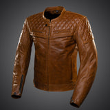 Kožená bunda na motorku 4SR Scrambler Cognac II – pohled zepředu