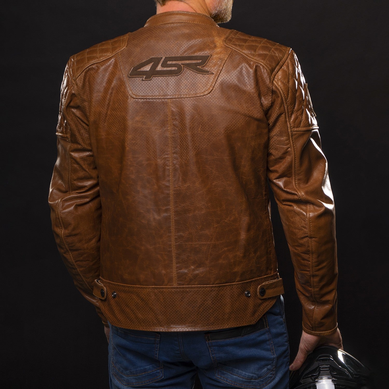Kožená bunda na motorku 4SR Scrambler Cognac II – detail