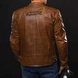 Kožená bunda na motorku 4SR Scrambler Cognac II – detail