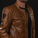 Kožená bunda na motorku 4SR Scrambler Cognac II – detail
