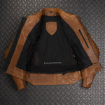 Kožená bunda na motorku 4SR Scrambler Cognac II – detail materiálu