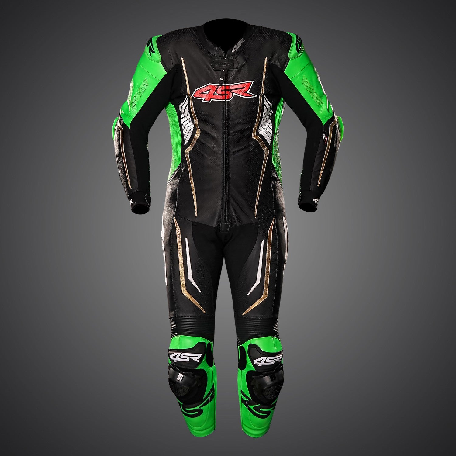 Závodní kombinéza na motorku 4SR Racing Monster Green AR – pohled zezadu