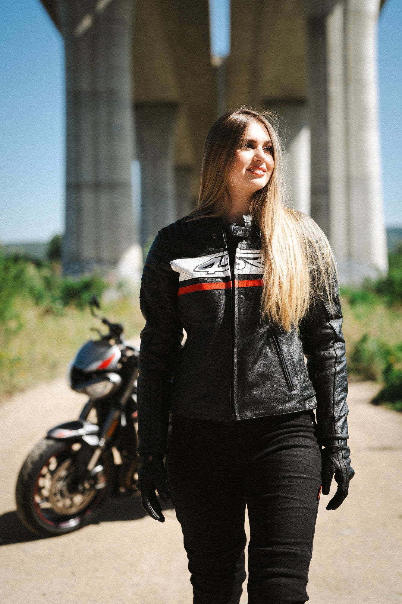 Dámská kožená bunda na motorku 4SR Roadster Lady III Red – detail