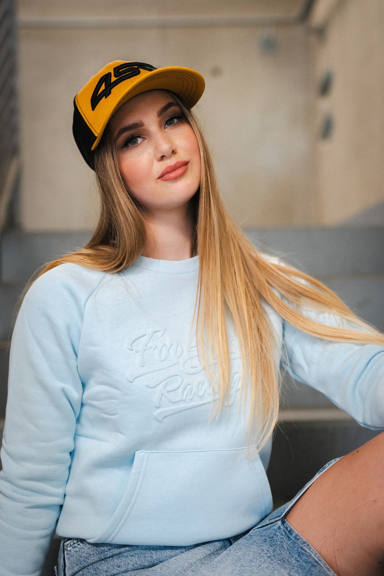 Mikina na motorku 4SR FSR Baby Blue – detail