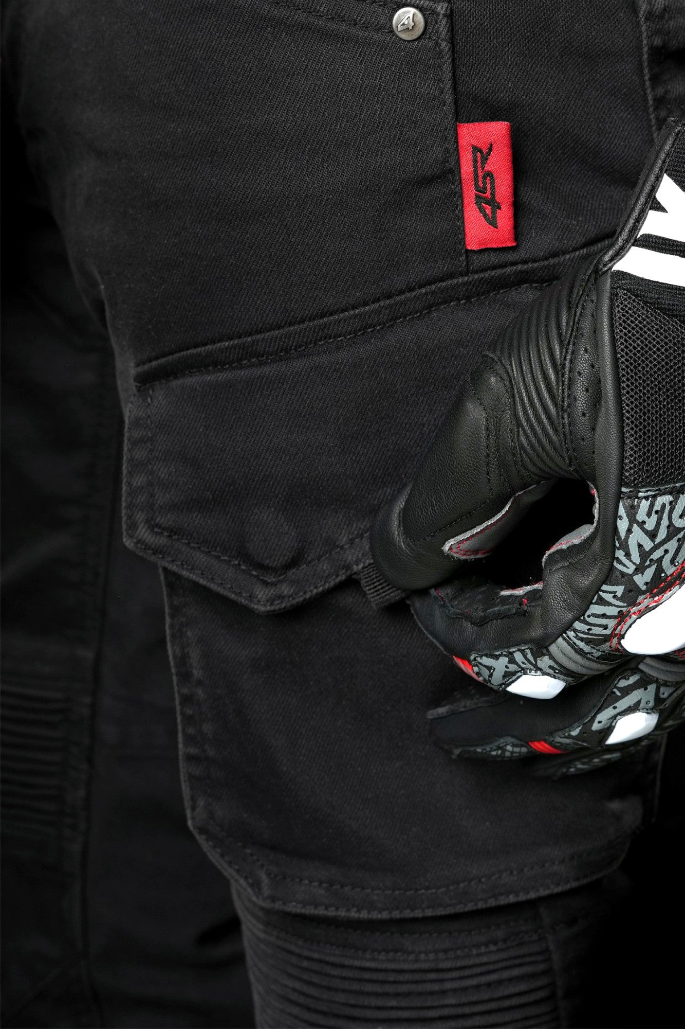 Kalhoty na motorku 4SR Tourismo Black – detail