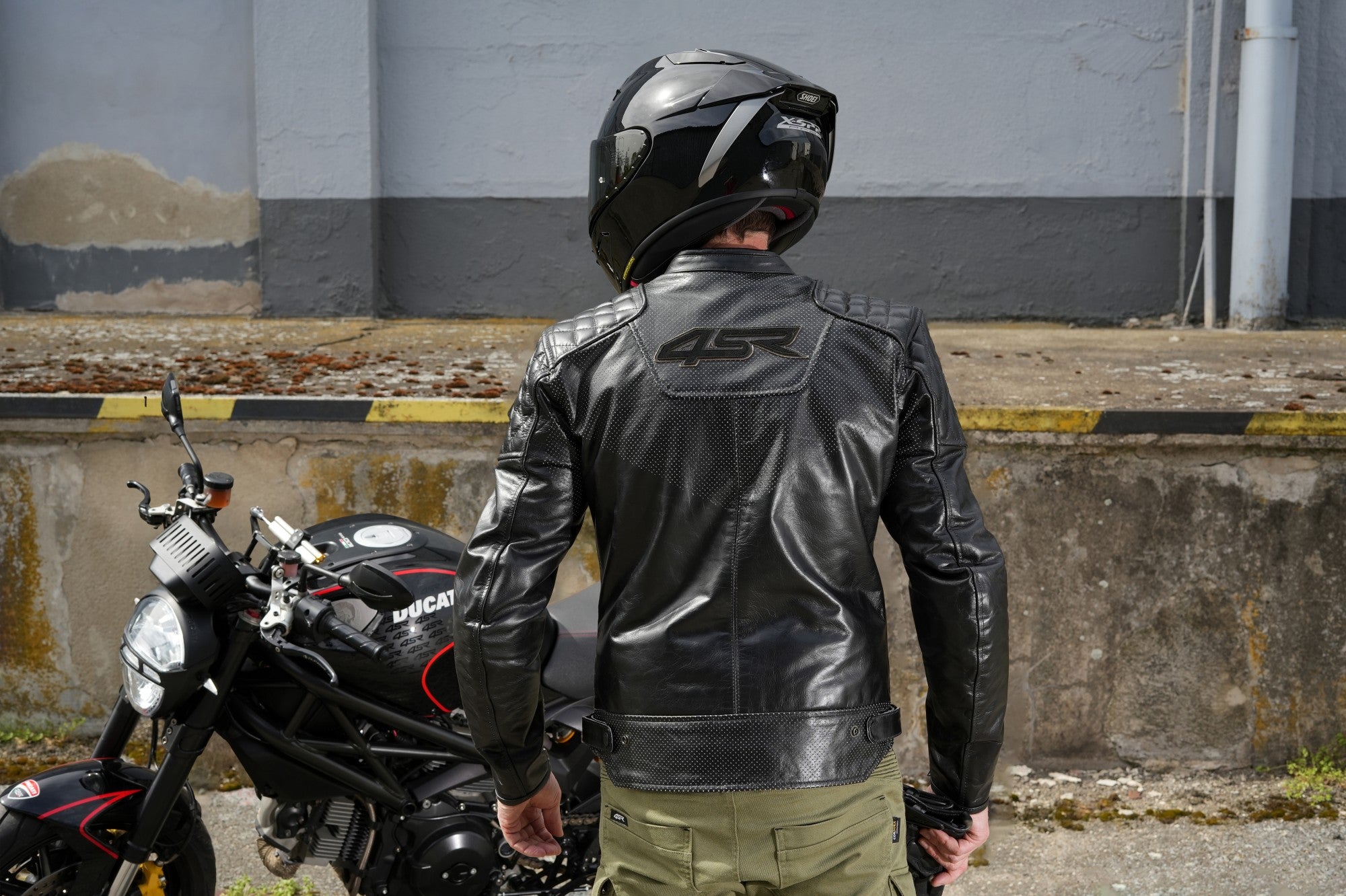 Kožená bunda na motorku 4SR Scrambler Petroleum II – detail