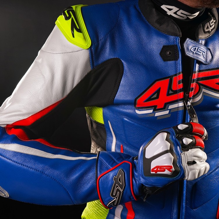4SR motorcycle two-piece leather suit RR Evo III Cobalt Blue 4