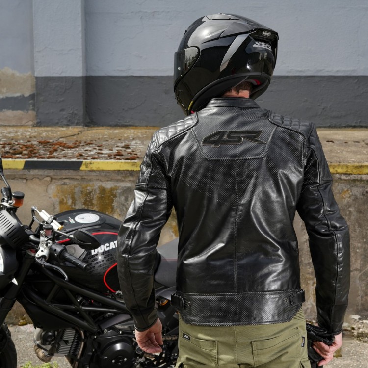 4SR leather motorcycle jacket Scrambler Petroleum II