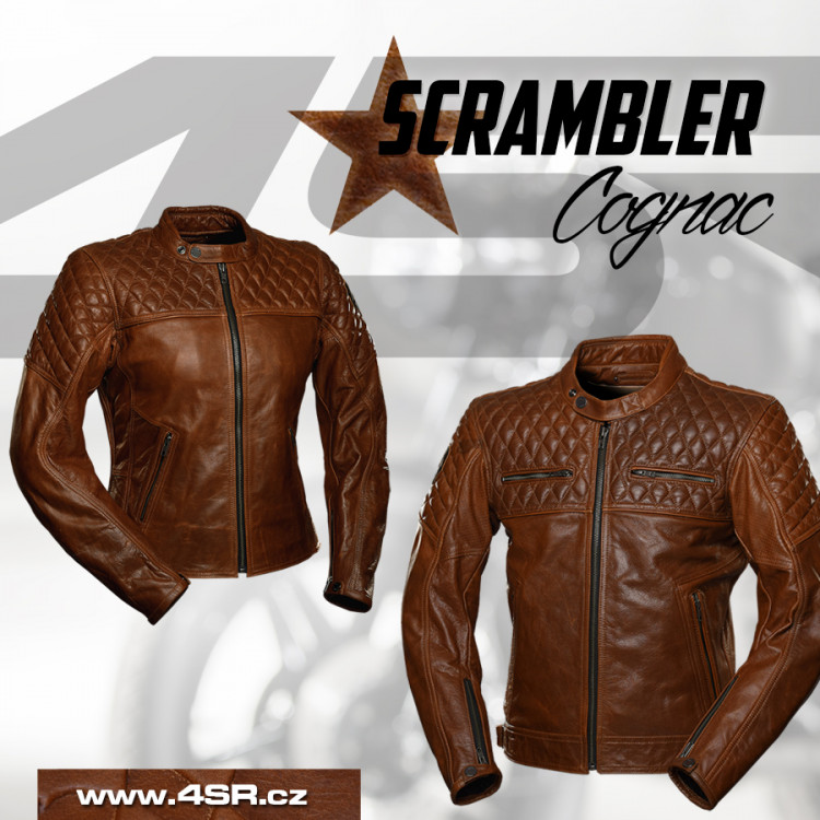 4SR women's biker jacket Scrambler Lady Cognac