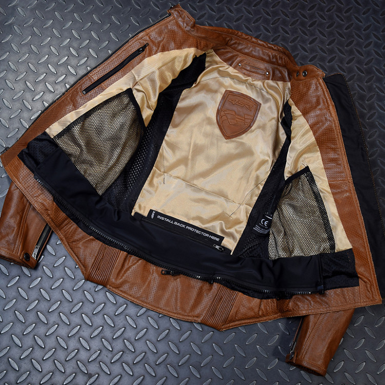 44SR women's biker jacket Scrambler Lady Cognac